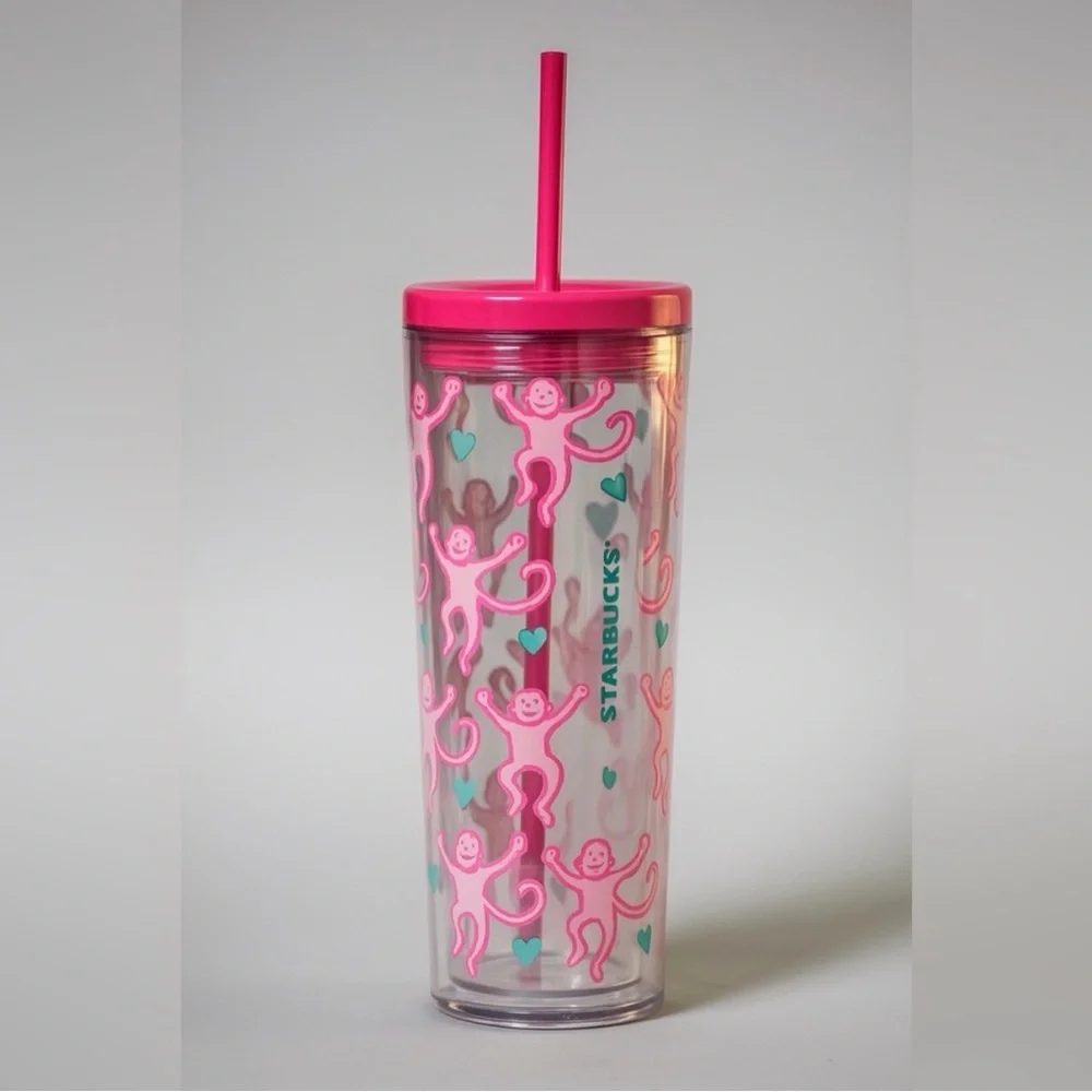 Starbucks x ROLLER RABBIT COLLAB Pink Monkey Tumbler Lovely Monkey